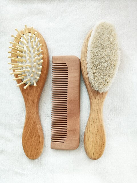 Custom Name Baby Bathing Comb Baby Care Hair Brush Pure Natural Wool Wood Comb Newborn Massager Baby Shower and Registry Gift