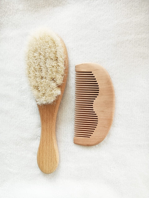 Custom Name Baby Bathing Comb Baby Care Hair Brush Pure Natural Wool Wood Comb Newborn Massager Baby Shower and Registry Gift