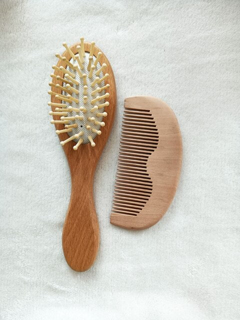 Custom Name Baby Bathing Comb Baby Care Hair Brush Pure Natural Wool Wood Comb Newborn Massager Baby Shower and Registry Gift