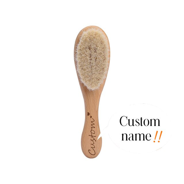 Let's Make Baby Care Hair Brush For Kids Girl Bath Showerb Pure Natural Wool Wooden Comb Hairbrush Infant Newborn Massager