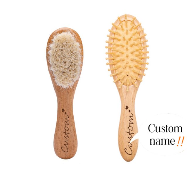 Let's Make Baby Care Hair Brush For Kids Girl Bath Showerb Pure Natural Wool Wooden Comb Hairbrush Infant Newborn Massager