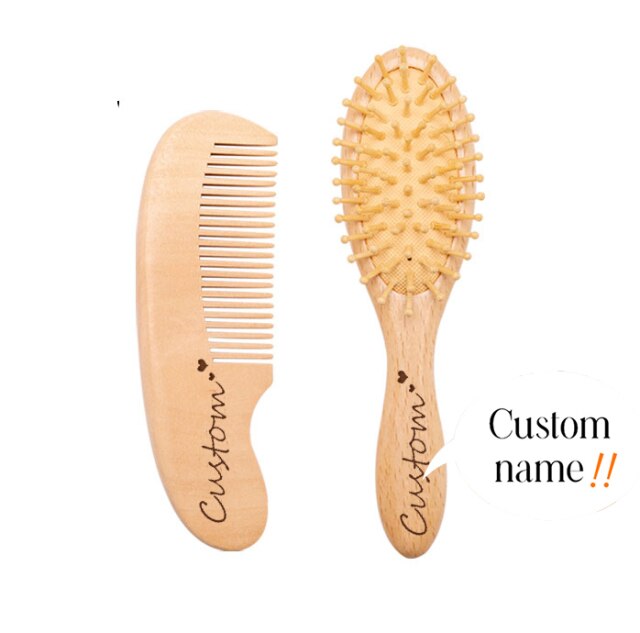 Let's Make Baby Care Hair Brush For Kids Girl Bath Showerb Pure Natural Wool Wooden Comb Hairbrush Infant Newborn Massager