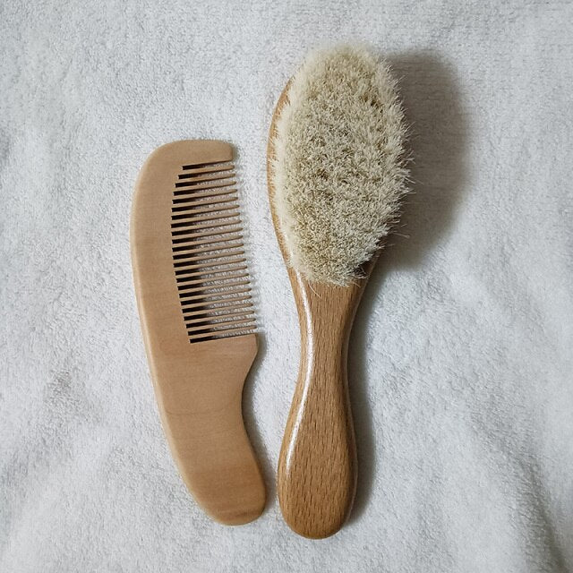 Custom Name Baby Bathing Comb Baby Care Hair Brush Pure Natural Wool Wood Comb Newborn Massager Baby Shower and Registry Gift