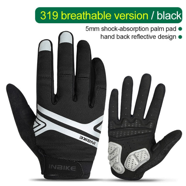 INBIKE Full Finger Cycling Gloves MTB Bike Bicycle Equipment Riding Outdoor Sports Fitness Touch Screen GEL Padded Accessories