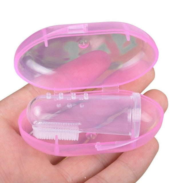 1 Set Soft Baby Finger Toothbrush And Box Silicone Baby Brush Teeth Cleaning Care Hygiene Brush Infant Tooth Brush For Newborn