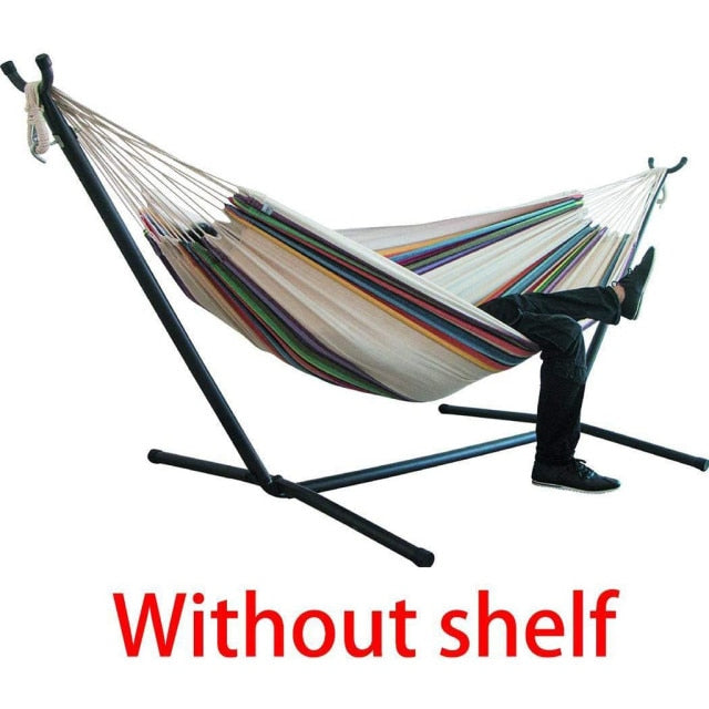 Portable Canvas Hammock Travelling Outdoor Picnic Wooden Swing Chair Camping Hanging Bed Garden Furniture Large Chair Hammocks