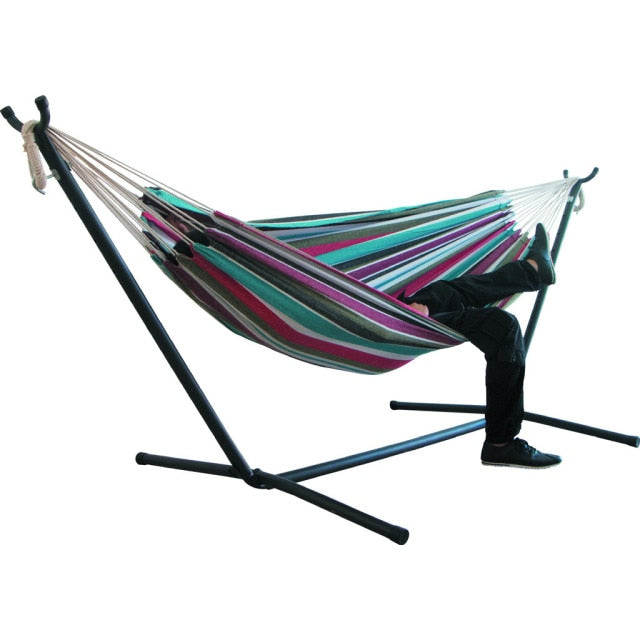 Portable Canvas Hammock Travelling Outdoor Picnic Wooden Swing Chair Camping Hanging Bed Garden Furniture Large Chair Hammocks