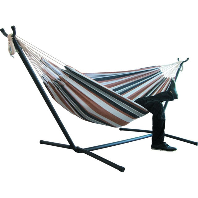 Portable Canvas Hammock Travelling Outdoor Picnic Wooden Swing Chair Camping Hanging Bed Garden Furniture Large Chair Hammocks