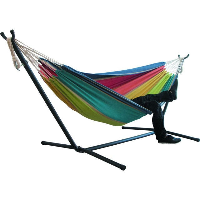 Portable Canvas Hammock Travelling Outdoor Picnic Wooden Swing Chair Camping Hanging Bed Garden Furniture Large Chair Hammocks