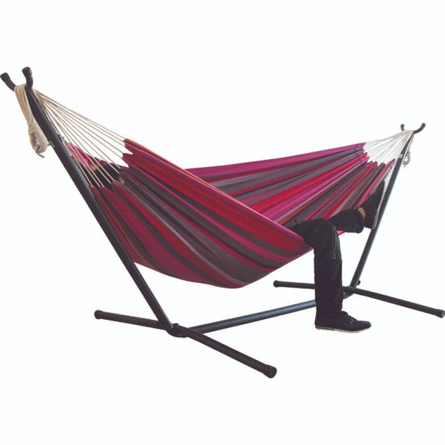 Portable Canvas Hammock Travelling Outdoor Picnic Wooden Swing Chair Camping Hanging Bed Garden Furniture Large Chair Hammocks