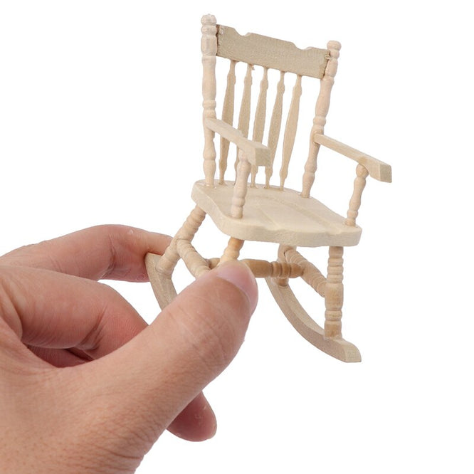 1/12 Mini Wooden Chair Furniture Toys Dollhouse Rocking Chair DIY Scenery Accessory For Dolls House Accessories Decor