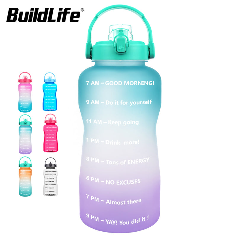 BuildLife 2L 3.8L Tritan Gallon Water Bottle Flip-Flop Motivational BPA Free Sports Fitness Jugs Outdoor Gym Mobile Holder Tour