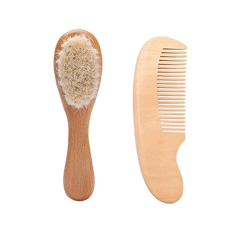 Custome Baby Comb Girl Bathing Comb Baby Care Hair Brush Pure Natural Wool Wood Comb Newborn Massager DIY Gift With Packaging