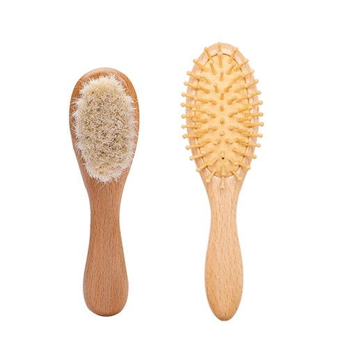 Custome Baby Comb Girl Bathing Comb Baby Care Hair Brush Pure Natural Wool Wood Comb Newborn Massager DIY Gift With Packaging