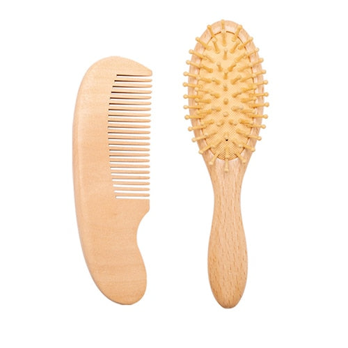 Custome Baby Comb Girl Bathing Comb Baby Care Hair Brush Pure Natural Wool Wood Comb Newborn Massager DIY Gift With Packaging