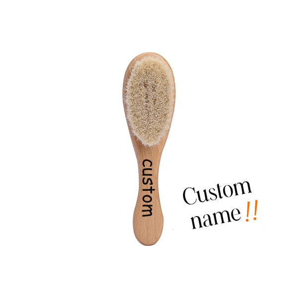 Custome Baby Comb Girl Bathing Comb Baby Care Hair Brush Pure Natural Wool Wood Comb Newborn Massager DIY Gift With Packaging