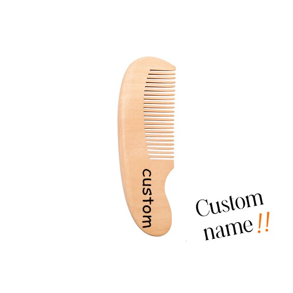 Custome Baby Comb Girl Bathing Comb Baby Care Hair Brush Pure Natural Wool Wood Comb Newborn Massager DIY Gift With Packaging