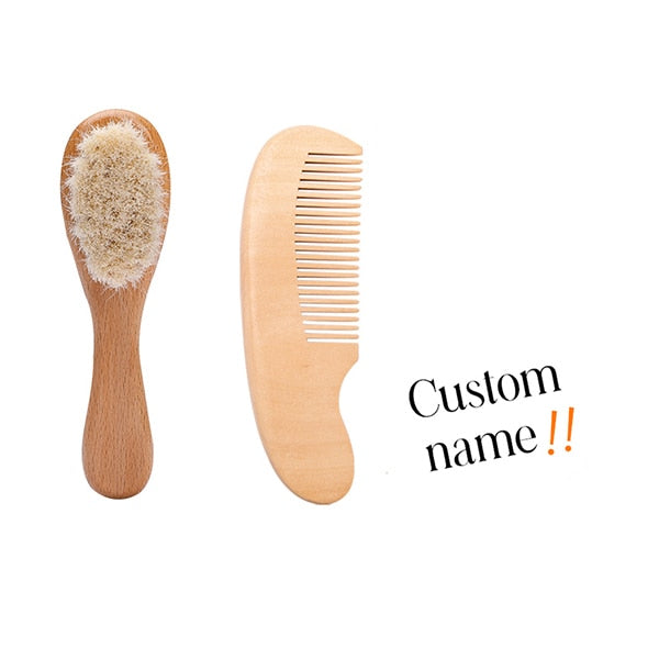 Custome Baby Comb Girl Bathing Comb Baby Care Hair Brush Pure Natural Wool Wood Comb Newborn Massager DIY Gift With Packaging