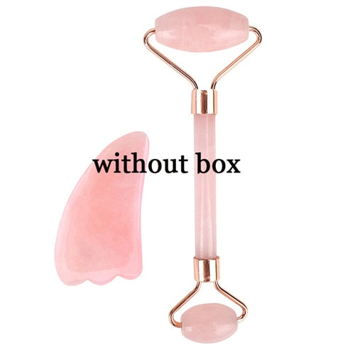 Natural Rose Quartz Roller Facial Jade Roller Stone Gua sha Scraper Face Lifting Massage Skin Eye Body Massager Beauty Care Tool