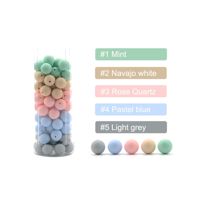 LOFCA 9mm 100pcs Silicone Teething Beads Teether Baby Nursing Necklace Pacifier Clip Oral Care BPA Free Food Grade Colorful