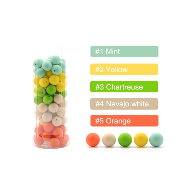 LOFCA 9mm 100pcs Silicone Teething Beads Teether Baby Nursing Necklace Pacifier Clip Oral Care BPA Free Food Grade Colorful