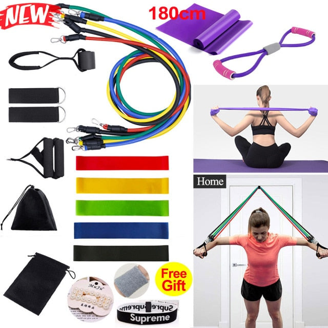 22 pcs Resistance Bands Set Of Exercise Bands for Sports Elastic Exercise Workout Pull Rope Gym Bands Portable Fitness Equipment