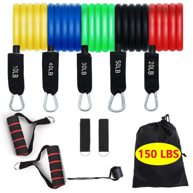 22 pcs Resistance Bands Set Of Exercise Bands for Sports Elastic Exercise Workout Pull Rope Gym Bands Portable Fitness Equipment