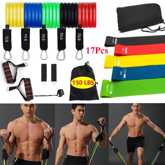 22 pcs Resistance Bands Set Of Exercise Bands for Sports Elastic Exercise Workout Pull Rope Gym Bands Portable Fitness Equipment