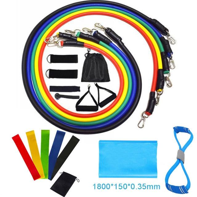 22 pcs Resistance Bands Set Of Exercise Bands for Sports Elastic Exercise Workout Pull Rope Gym Bands Portable Fitness Equipment