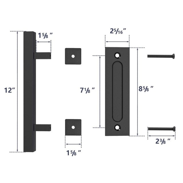 Sliding Barn Door Handle Pull Flush Recessed Wood Door Handle Furniture Hardware For Cabinet Cupboard Interior Door 35-45MM