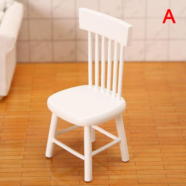 New Arrival 1:12 Dollhouse Miniature Furniture Wooden White Dining Table Chair Model Set Dollhouse Furniture Accessories