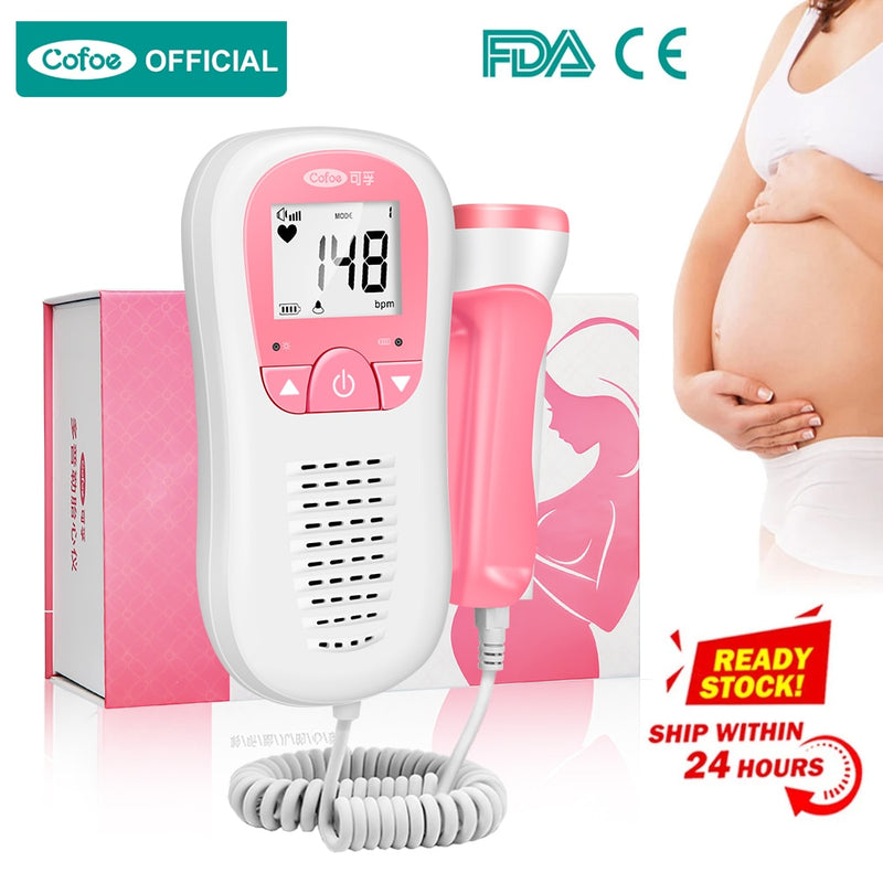 Cofoe Doppler Fetal Heartbeat Detector Baby Care Household Portable for Pregnant Fetal Pulse Meter No Radiation Stethoscope