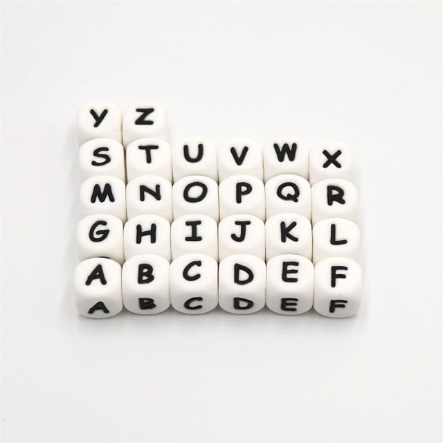 26Pcs Baby Silicone Beads 12mm BPA Free Alphabet Letters Beads Making Handmade Diy Baby Bracelet Necklace Accessories