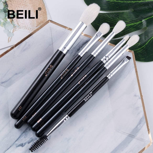 BEILI Professional 6/8pcs Classic Natural Eye Makeup Brushes Set Eyeshadow Eyebrow Blending Smokey Black Beauty Make up Brushes