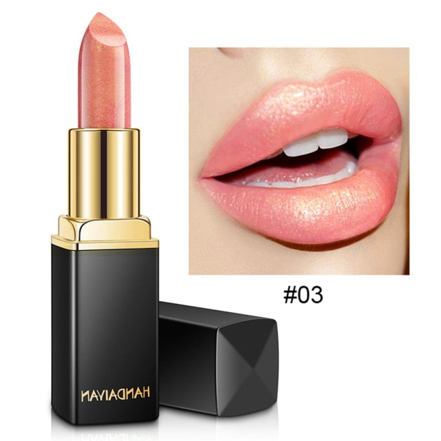 Handaiyan Waterproof Nude Glitter Lipstick Makeup Long Lasting Velve Red Mermaid Sexy Shimmer Lip Stick Cosmetics Beauty