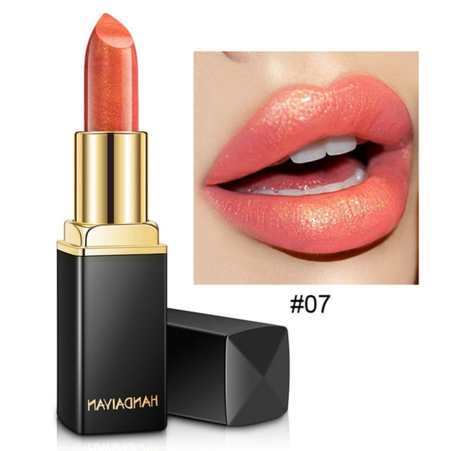 Handaiyan Waterproof Nude Glitter Lipstick Makeup Long Lasting Velve Red Mermaid Sexy Shimmer Lip Stick Cosmetics Beauty