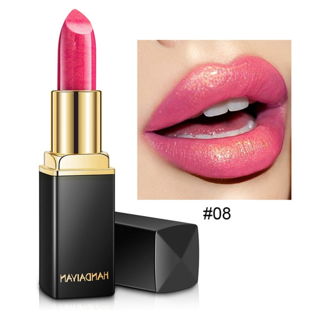 Handaiyan Waterproof Nude Glitter Lipstick Makeup Long Lasting Velve Red Mermaid Sexy Shimmer Lip Stick Cosmetics Beauty