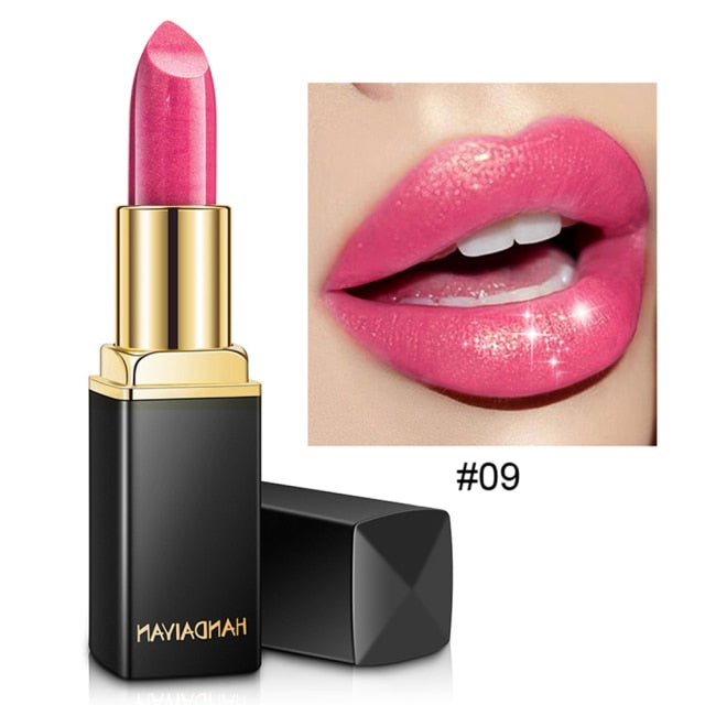 Handaiyan Waterproof Nude Glitter Lipstick Makeup Long Lasting Velve Red Mermaid Sexy Shimmer Lip Stick Cosmetics Beauty