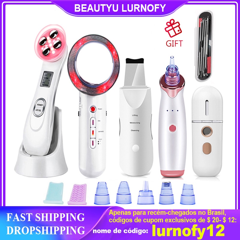 EMS Radio Frequency RF Blackhead Remover Skin Scrubber Infrared Body Slimming Massager Cavitacion Galvanica Cleaning Face Beauty