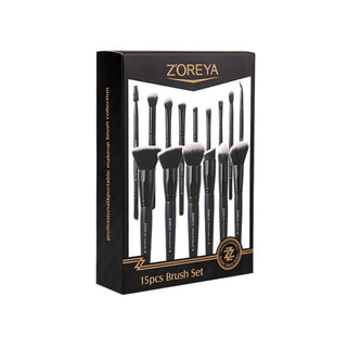 ZOREYA 7/15pcs Black Makeup Brushes Set Eye Shadow Powder Foundation Concealer Cosmetic Brush Makeup Blending Beauty Tools