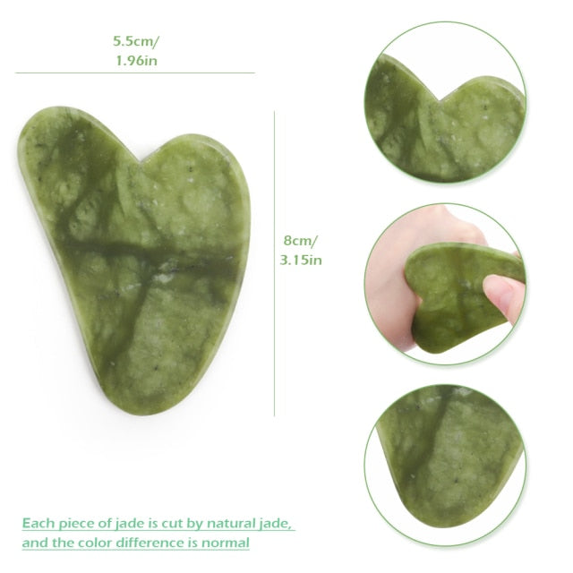 Natural Jade Gua Sha Scraper Board Massage Rose Quartz Jade Guasha Stone For Chin Neck Face Lifting Wrinkle Remover Beauty Care