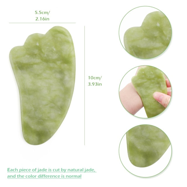 Natural Jade Gua Sha Scraper Board Massage Rose Quartz Jade Guasha Stone For Chin Neck Face Lifting Wrinkle Remover Beauty Care