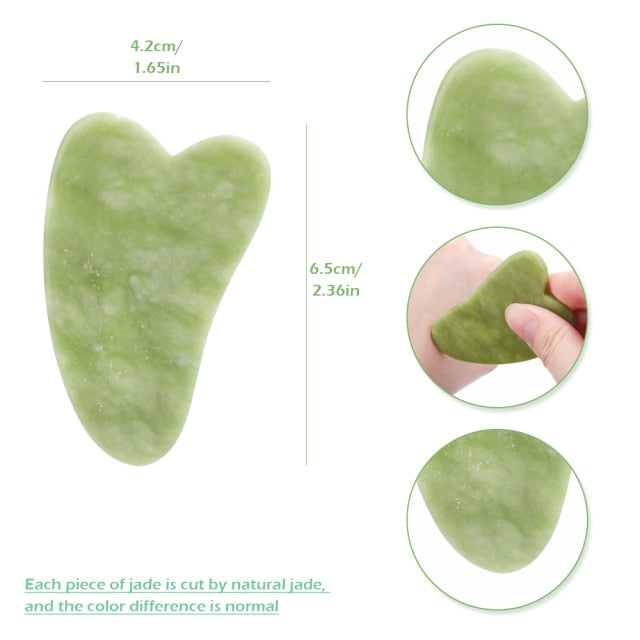 Natural Jade Gua Sha Scraper Board Massage Rose Quartz Jade Guasha Stone For Chin Neck Face Lifting Wrinkle Remover Beauty Care