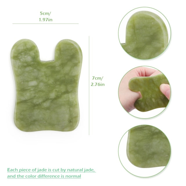 Natural Jade Gua Sha Scraper Board Massage Rose Quartz Jade Guasha Stone For Chin Neck Face Lifting Wrinkle Remover Beauty Care