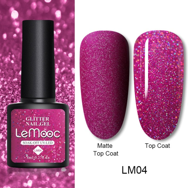 LEMOOC Cat's Eye Magnetic Nail Polish Gel Soak Off UV LED Nail Varnish Lacquers Shiny Glitter Beauty Design Cat Polishes