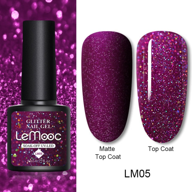 LEMOOC Cat's Eye Magnetic Nail Polish Gel Soak Off UV LED Nail Varnish Lacquers Shiny Glitter Beauty Design Cat Polishes