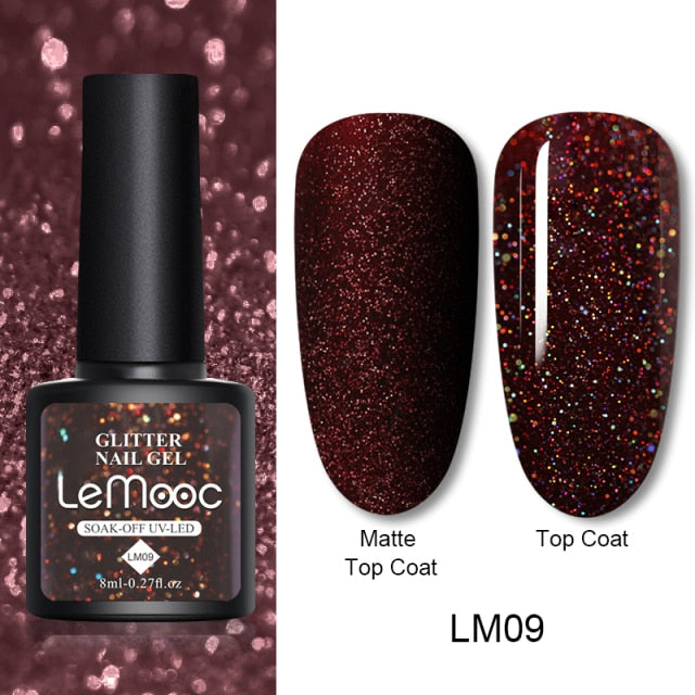 LEMOOC Cat's Eye Magnetic Nail Polish Gel Soak Off UV LED Nail Varnish Lacquers Shiny Glitter Beauty Design Cat Polishes