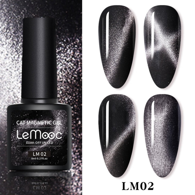 LEMOOC Cat Eyes Nail Gel Polish 9D Laser Magnet Varnishes Soak Off UV LED Shimmer Magnetic Lacquers Shiny Beauty Design Polishes