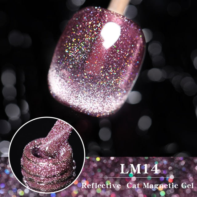 LEMOOC Cat Eyes Nail Gel Polish 9D Laser Magnet Varnishes Soak Off UV LED Shimmer Magnetic Lacquers Shiny Beauty Design Polishes