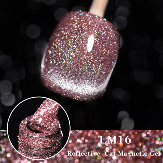 LEMOOC Cat Eyes Nail Gel Polish 9D Laser Magnet Varnishes Soak Off UV LED Shimmer Magnetic Lacquers Shiny Beauty Design Polishes